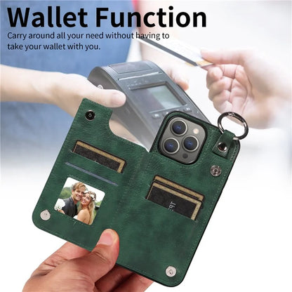 003 Protective Case for iPhone 15 Pro Max Case PU+TPU Phone Cover with Kickstand