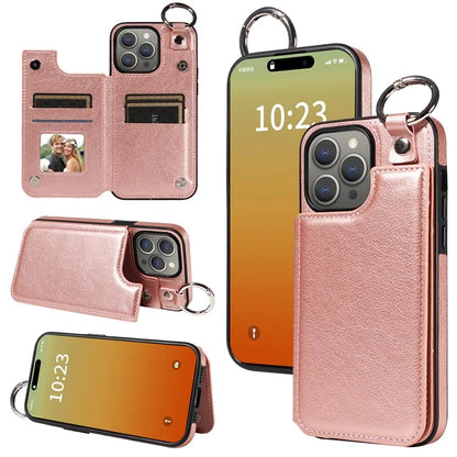 003 Protective Case for iPhone 15 Pro Max Case PU+TPU Phone Cover with Kickstand