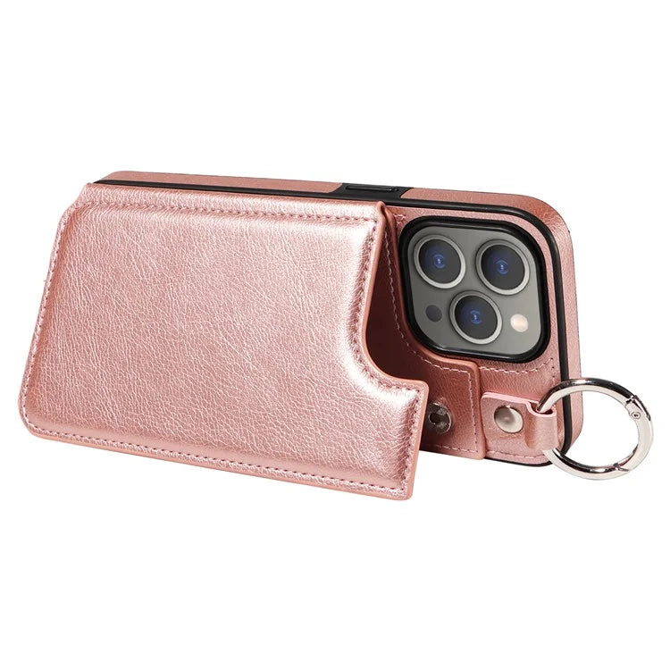 003 Protective Case for iPhone 15 Pro Max Case PU+TPU Phone Cover with Kickstand