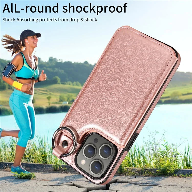 003 Protective Case for iPhone 15 Pro Max Case PU+TPU Phone Cover with Kickstand