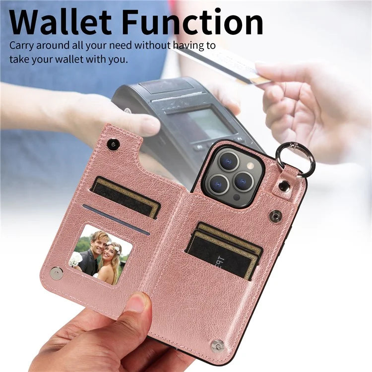 003 Protective Case for iPhone 15 Pro Max Case PU+TPU Phone Cover with Kickstand