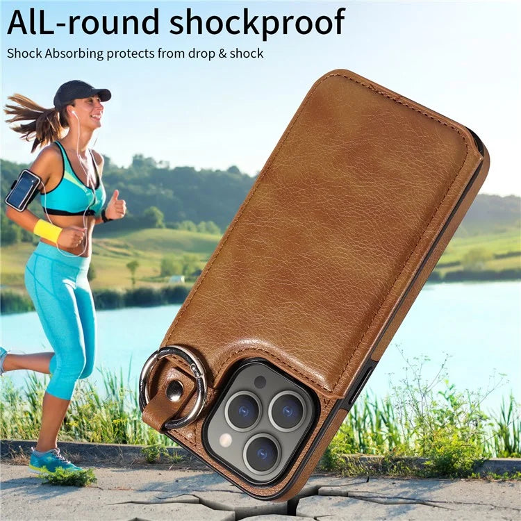 003 Protective Case for iPhone 15 Pro Max Case PU+TPU Phone Cover with Kickstand