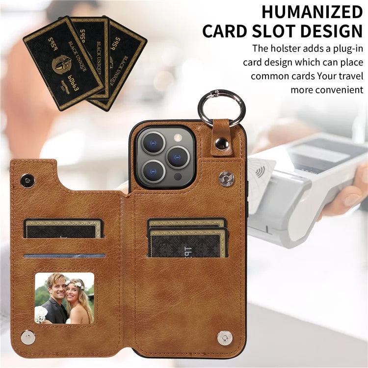 003 Protective Case for iPhone 15 Pro Max Case PU+TPU Phone Cover with Kickstand