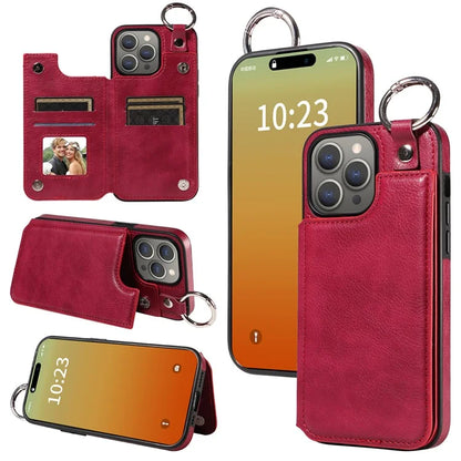 003 Protective Case for iPhone 15 Pro Max Case PU+TPU Phone Cover with Kickstand