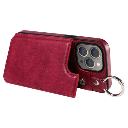 003 Protective Case for iPhone 15 Pro Max Case PU+TPU Phone Cover with Kickstand