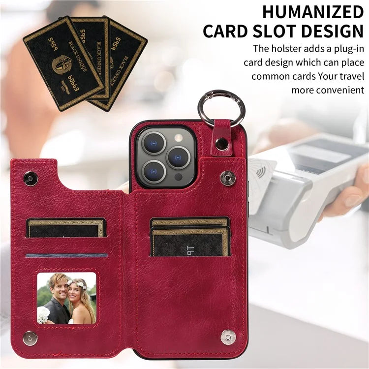 003 Protective Case for iPhone 15 Pro Max Case PU+TPU Phone Cover with Kickstand