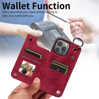 003 Protective Case for iPhone 15 Pro Max Case PU+TPU Phone Cover with Kickstand