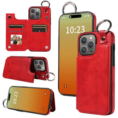 003 Protective Case for iPhone 15 Pro Max Case PU+TPU Phone Cover with Kickstand