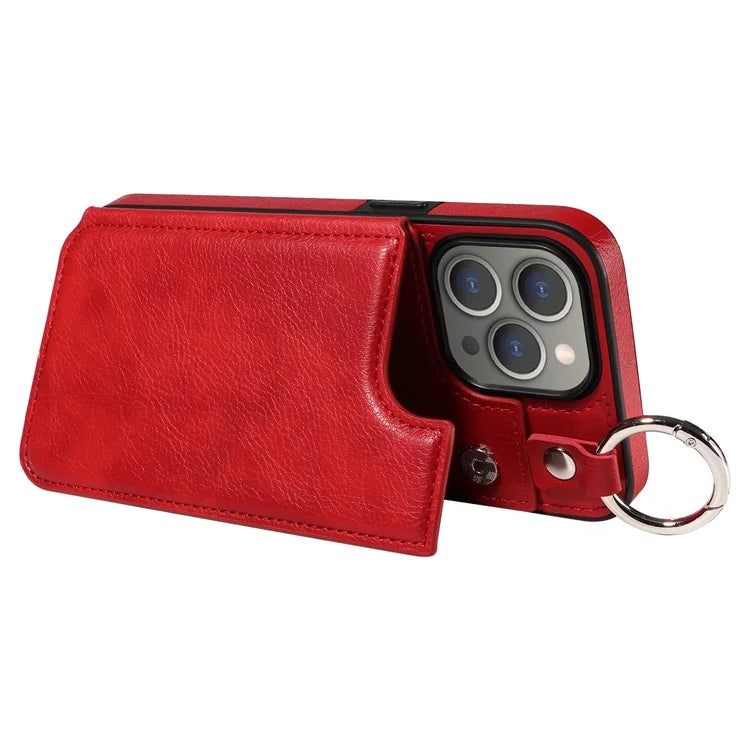 003 Protective Case for iPhone 15 Pro Max Case PU+TPU Phone Cover with Kickstand