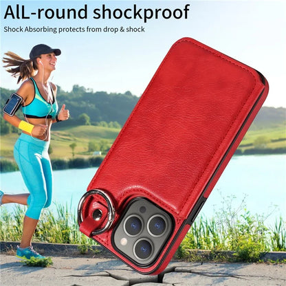 003 Protective Case for iPhone 15 Pro Max Case PU+TPU Phone Cover with Kickstand