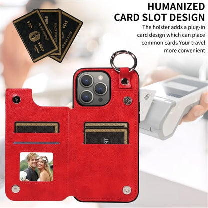 003 Protective Case for iPhone 15 Pro Max Case PU+TPU Phone Cover with Kickstand