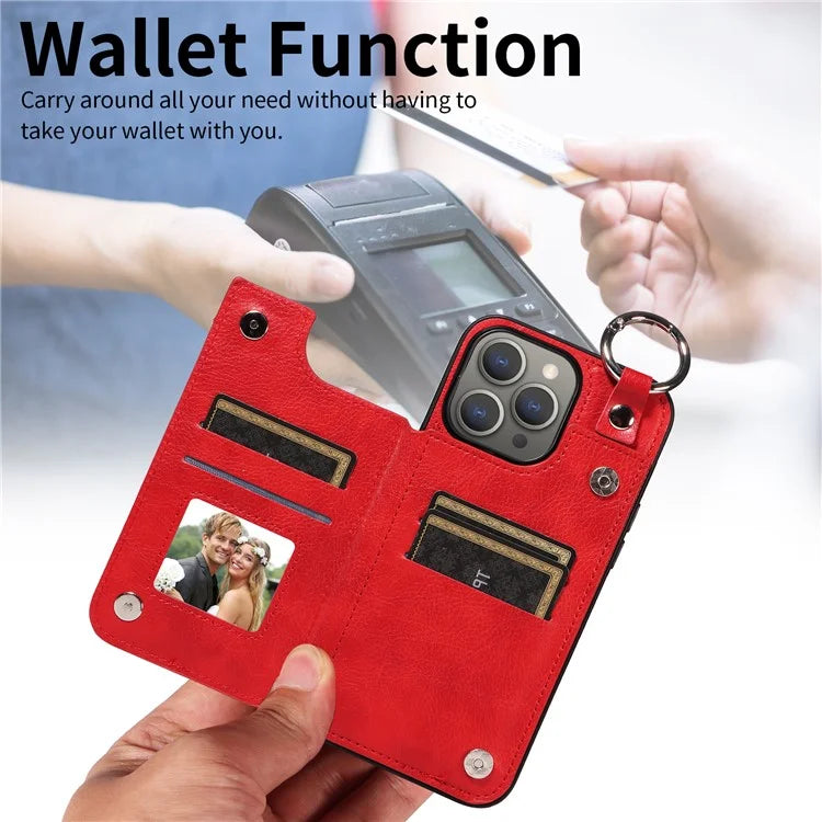 003 Protective Case for iPhone 15 Pro Max Case PU+TPU Phone Cover with Kickstand