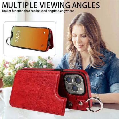 003 Protective Case for iPhone 15 Pro Max Case PU+TPU Phone Cover with Kickstand