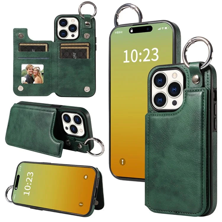 003 Anti-Scratch Kickstand Case for iPhone 15 Pro Case Shockproof PU+TPU Phone Cover