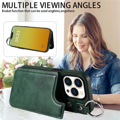 003 Anti-Scratch Kickstand Case for iPhone 15 Pro Case Shockproof PU+TPU Phone Cover