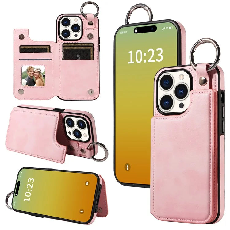 003 Anti-Scratch Kickstand Case for iPhone 15 Pro Case Shockproof PU+TPU Phone Cover