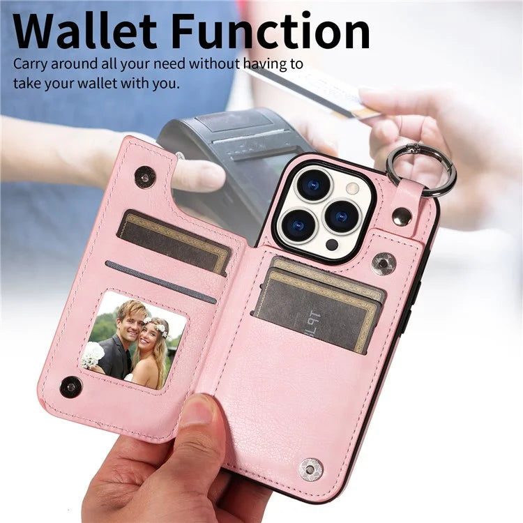 003 Anti-Scratch Kickstand Case for iPhone 15 Pro Case Shockproof PU+TPU Phone Cover