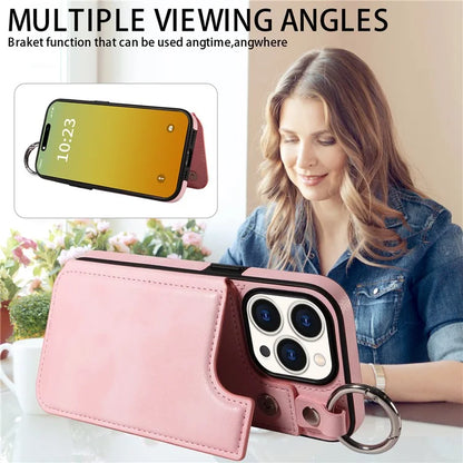 003 Anti-Scratch Kickstand Case for iPhone 15 Pro Case Shockproof PU+TPU Phone Cover