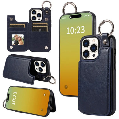 003 Anti-Scratch Kickstand Case for iPhone 15 Pro Case Shockproof PU+TPU Phone Cover