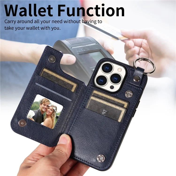 003 Anti-Scratch Kickstand Case for iPhone 15 Pro Case Shockproof PU+TPU Phone Cover