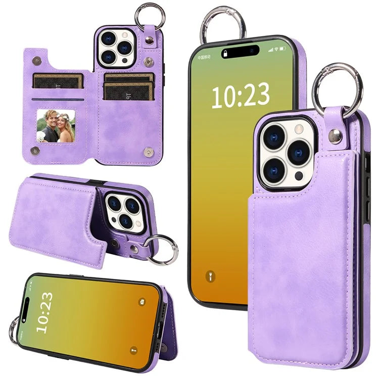 003 Anti-Scratch Kickstand Case for iPhone 15 Pro Case Shockproof PU+TPU Phone Cover