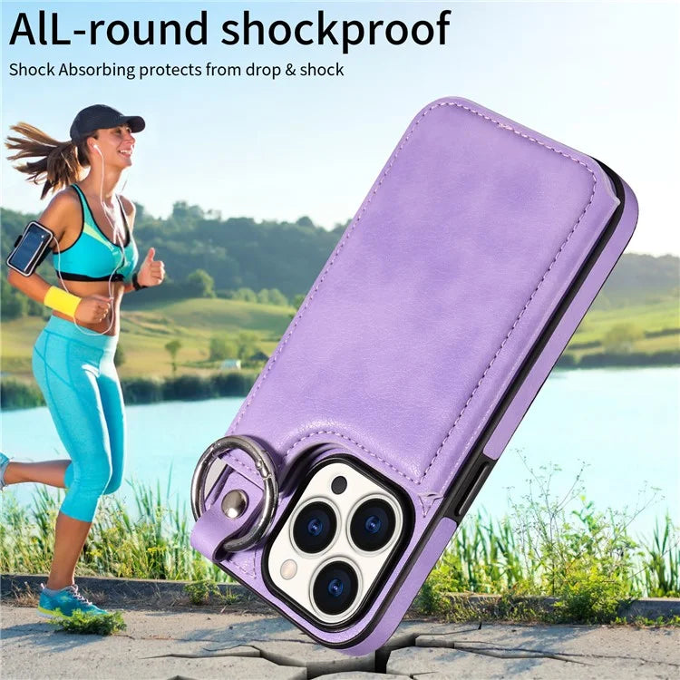 003 Anti-Scratch Kickstand Case for iPhone 15 Pro Case Shockproof PU+TPU Phone Cover