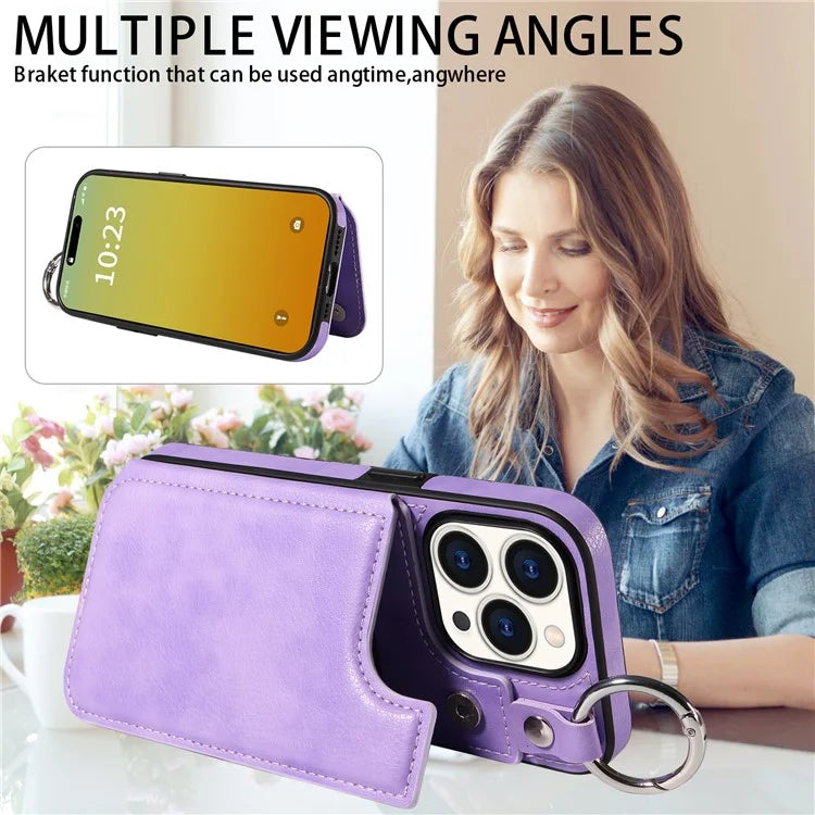 003 Anti-Scratch Kickstand Case for iPhone 15 Pro Case Shockproof PU+TPU Phone Cover