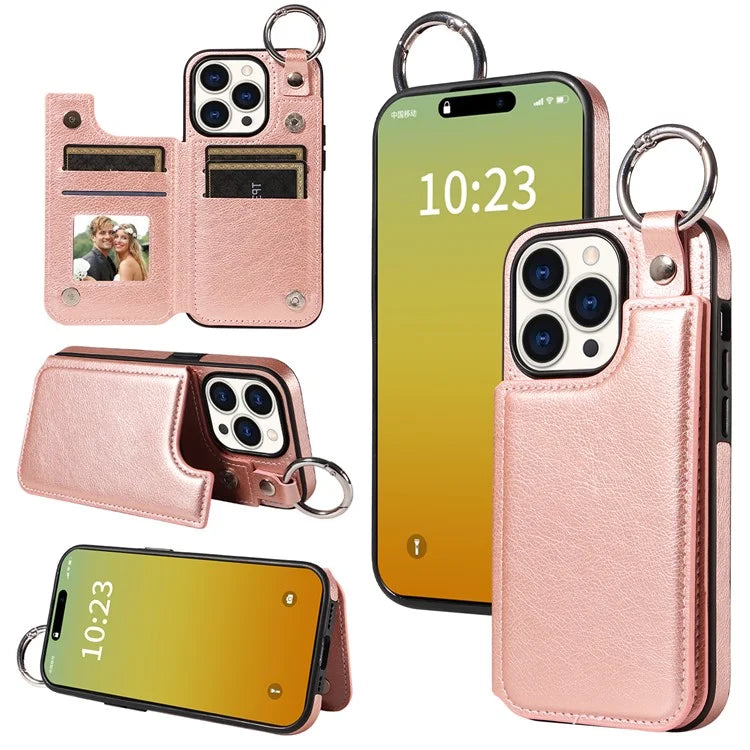 003 Anti-Scratch Kickstand Case for iPhone 15 Pro Case Shockproof PU+TPU Phone Cover