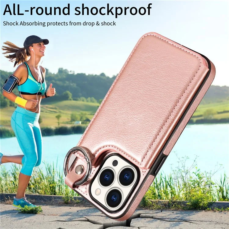 003 Anti-Scratch Kickstand Case for iPhone 15 Pro Case Shockproof PU+TPU Phone Cover