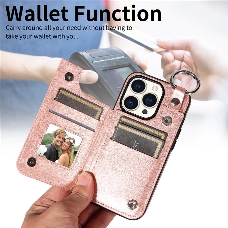 003 Anti-Scratch Kickstand Case for iPhone 15 Pro Case Shockproof PU+TPU Phone Cover