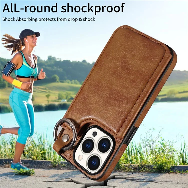 003 Anti-Scratch Kickstand Case for iPhone 15 Pro Case Shockproof PU+TPU Phone Cover