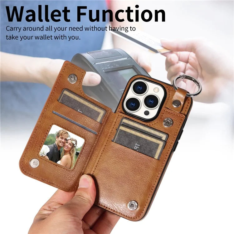 003 Anti-Scratch Kickstand Case for iPhone 15 Pro Case Shockproof PU+TPU Phone Cover