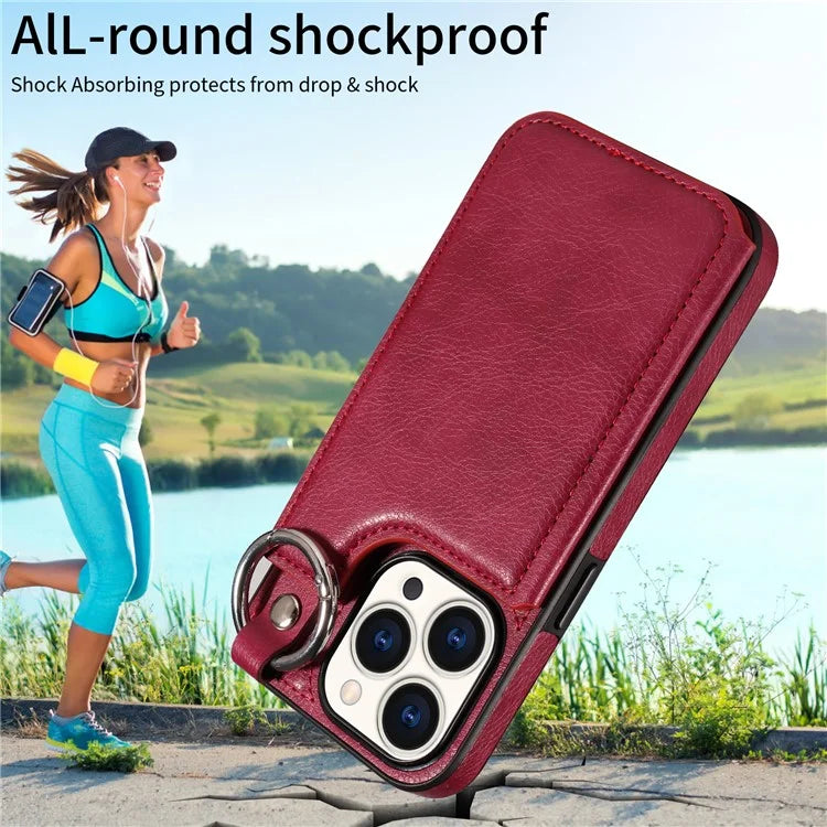 003 Anti-Scratch Kickstand Case for iPhone 15 Pro Case Shockproof PU+TPU Phone Cover