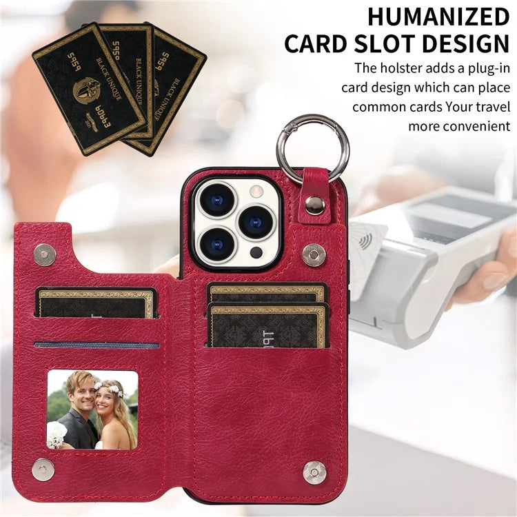 003 Anti-Scratch Kickstand Case for iPhone 15 Pro Case Shockproof PU+TPU Phone Cover