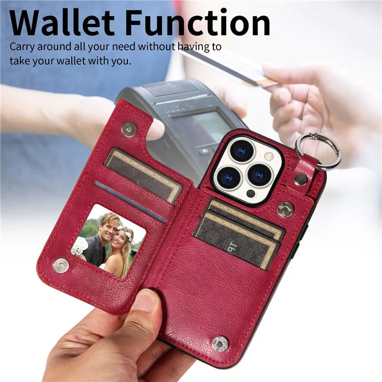 003 Anti-Scratch Kickstand Case for iPhone 15 Pro Case Shockproof PU+TPU Phone Cover