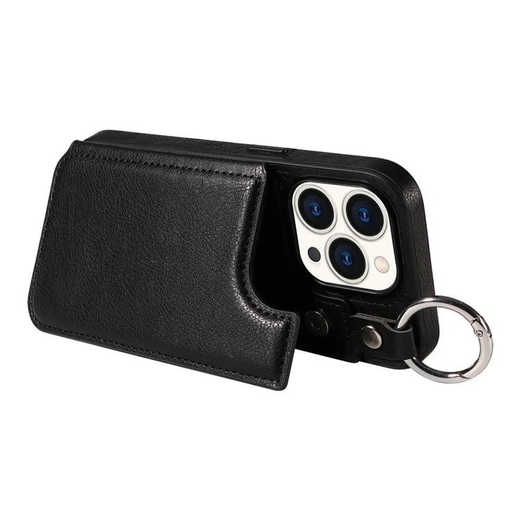 003 Anti-Scratch Kickstand Case for iPhone 15 Pro Case Shockproof PU+TPU Phone Cover