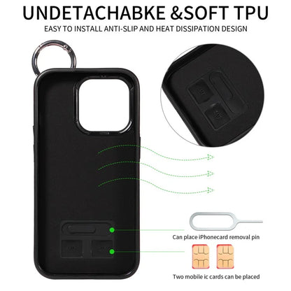 003 Anti-Scratch Kickstand Case for iPhone 15 Pro Case Shockproof PU+TPU Phone Cover