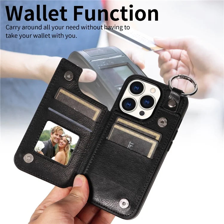 003 Anti-Scratch Kickstand Case for iPhone 15 Pro Case Shockproof PU+TPU Phone Cover