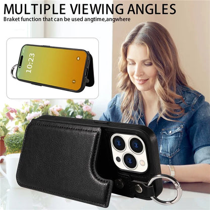 003 Anti-Scratch Kickstand Case for iPhone 15 Pro Case Shockproof PU+TPU Phone Cover