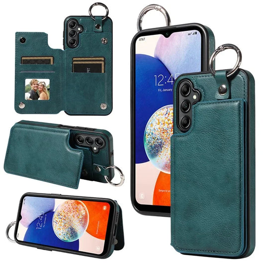003 For Samsung Galaxy A14 4G / 5G Case Cell Phone Leather+TPU Card Holder Back Cover