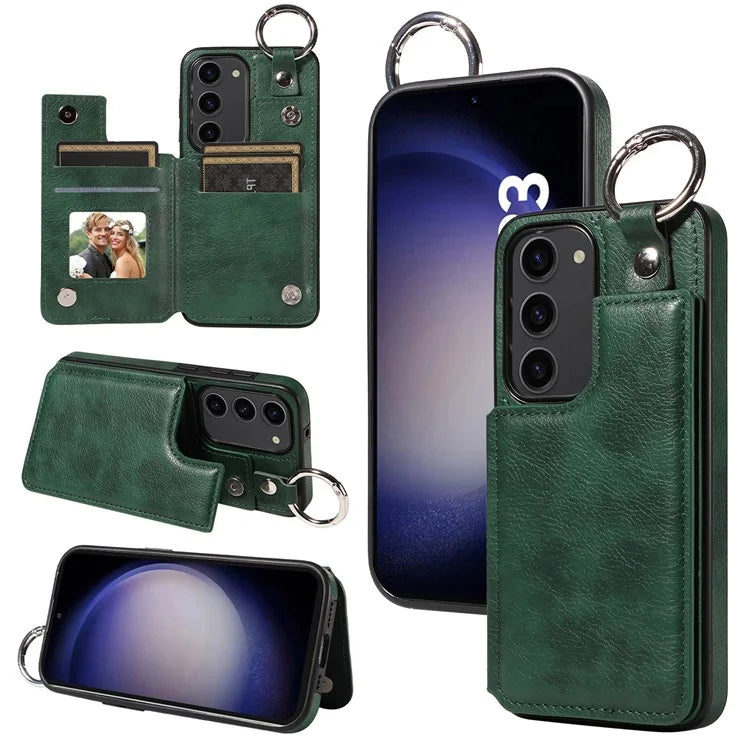 003 For Samsung Galaxy S23 Case Leather+TPU Card Holder Phone Protector Back Cover