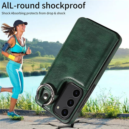 003 For Samsung Galaxy S23 Case Leather+TPU Card Holder Phone Protector Back Cover