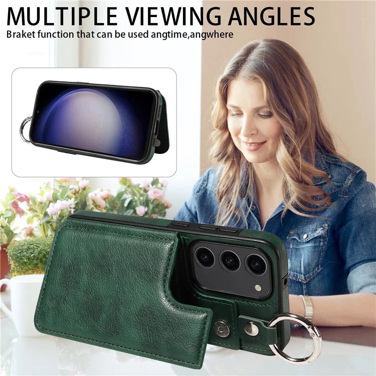 003 For Samsung Galaxy S23 Case Leather+TPU Card Holder Phone Protector Back Cover