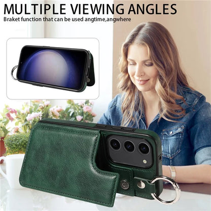 003 For Samsung Galaxy S23 Case Leather+TPU Card Holder Phone Protector Back Cover