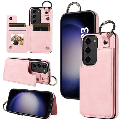 003 For Samsung Galaxy S23 Case Leather+TPU Card Holder Phone Protector Back Cover