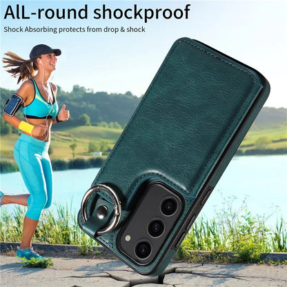 003 For Samsung Galaxy S23 Case Leather+TPU Card Holder Phone Protector Back Cover