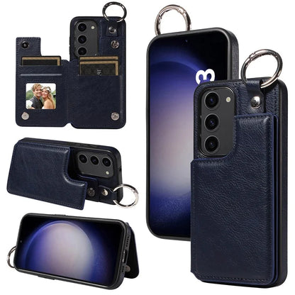 003 For Samsung Galaxy S23 Case Leather+TPU Card Holder Phone Protector Back Cover