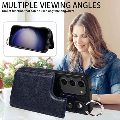 003 For Samsung Galaxy S23 Case Leather+TPU Card Holder Phone Protector Back Cover