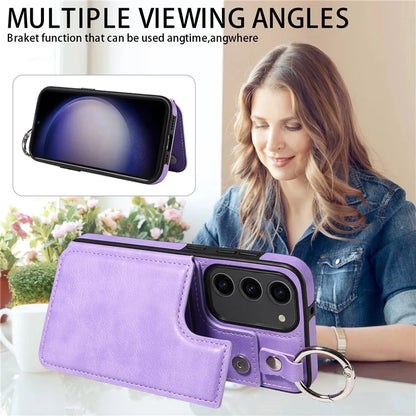 003 For Samsung Galaxy S23 Case Leather+TPU Card Holder Phone Protector Back Cover