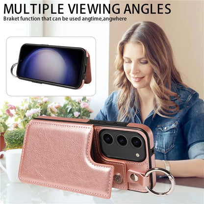 003 For Samsung Galaxy S23 Case Leather+TPU Card Holder Phone Protector Back Cover